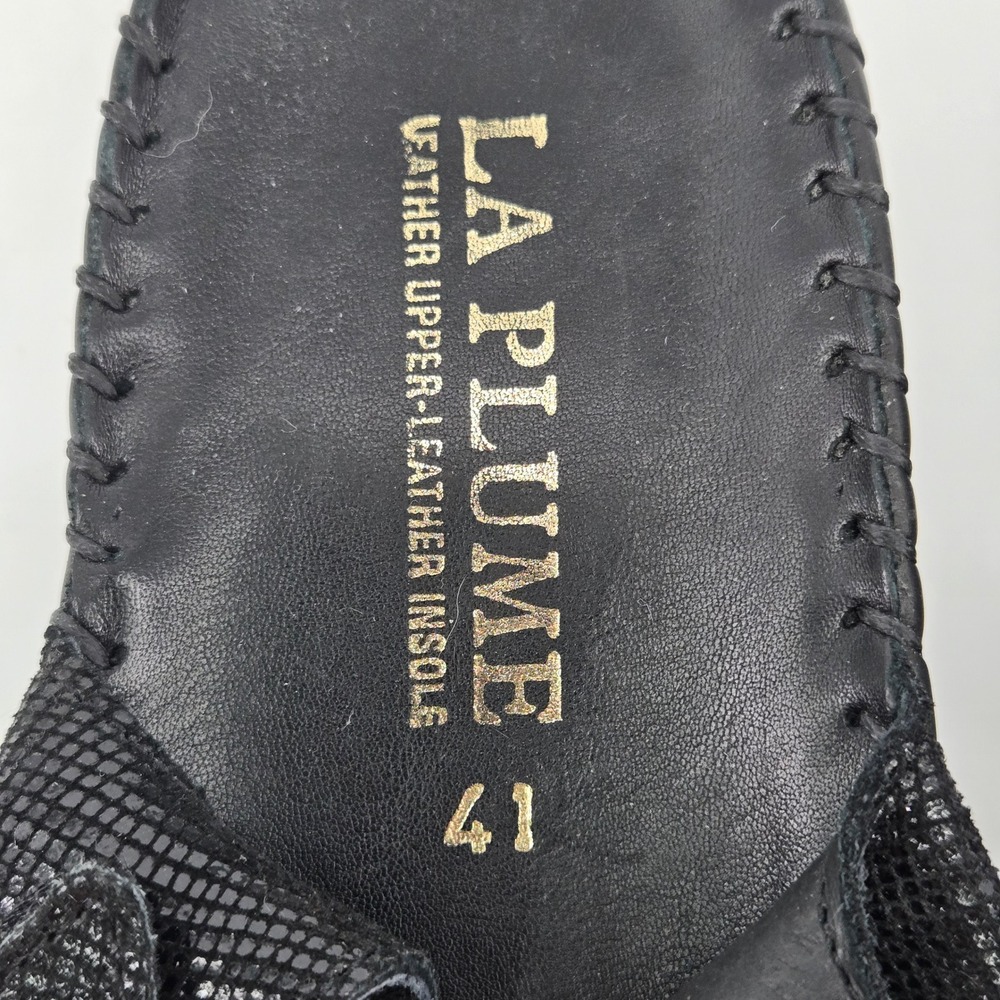 La Plume Becka Black Metallic Snakeskin Leather Orthotic Slingback Sandals 41 10 - Picture 5 of 11